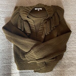 Madewell Ruffle Cardigan Cotton Sweater